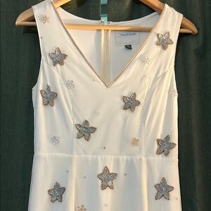 ModCloth Ivory Dress with Gold Star Accents